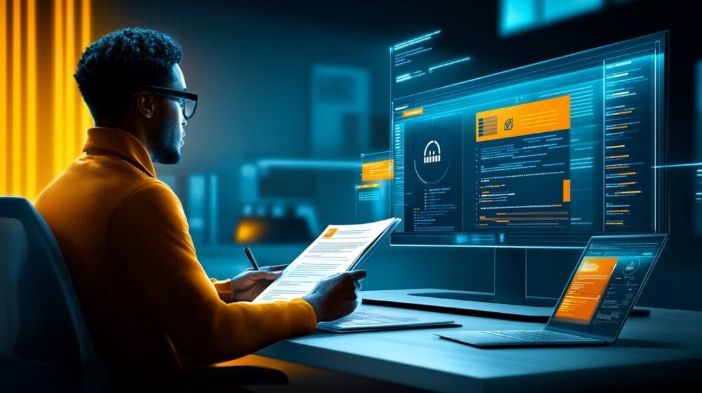 Mortgage broker reviewing loan pipeline with organized CRM workflow