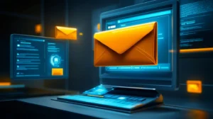 Gmail envelope icon integrated with a sales pipeline workflow diagram, representing CRM organization within email platform