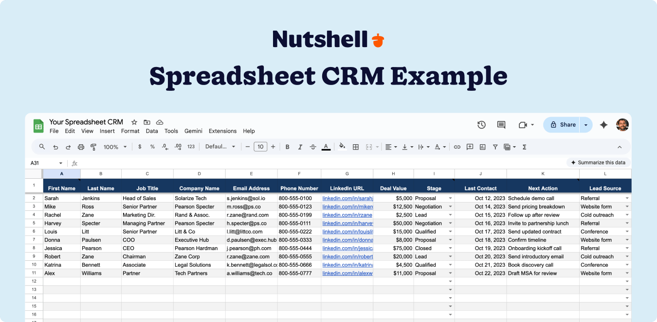 How to Build a CRM With Excel: Step-by-Step Guide | Nutshell