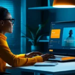 Professional sales rep engaged in a Google Meet video call, demonstrating best practices for video selling with organized preparation visible