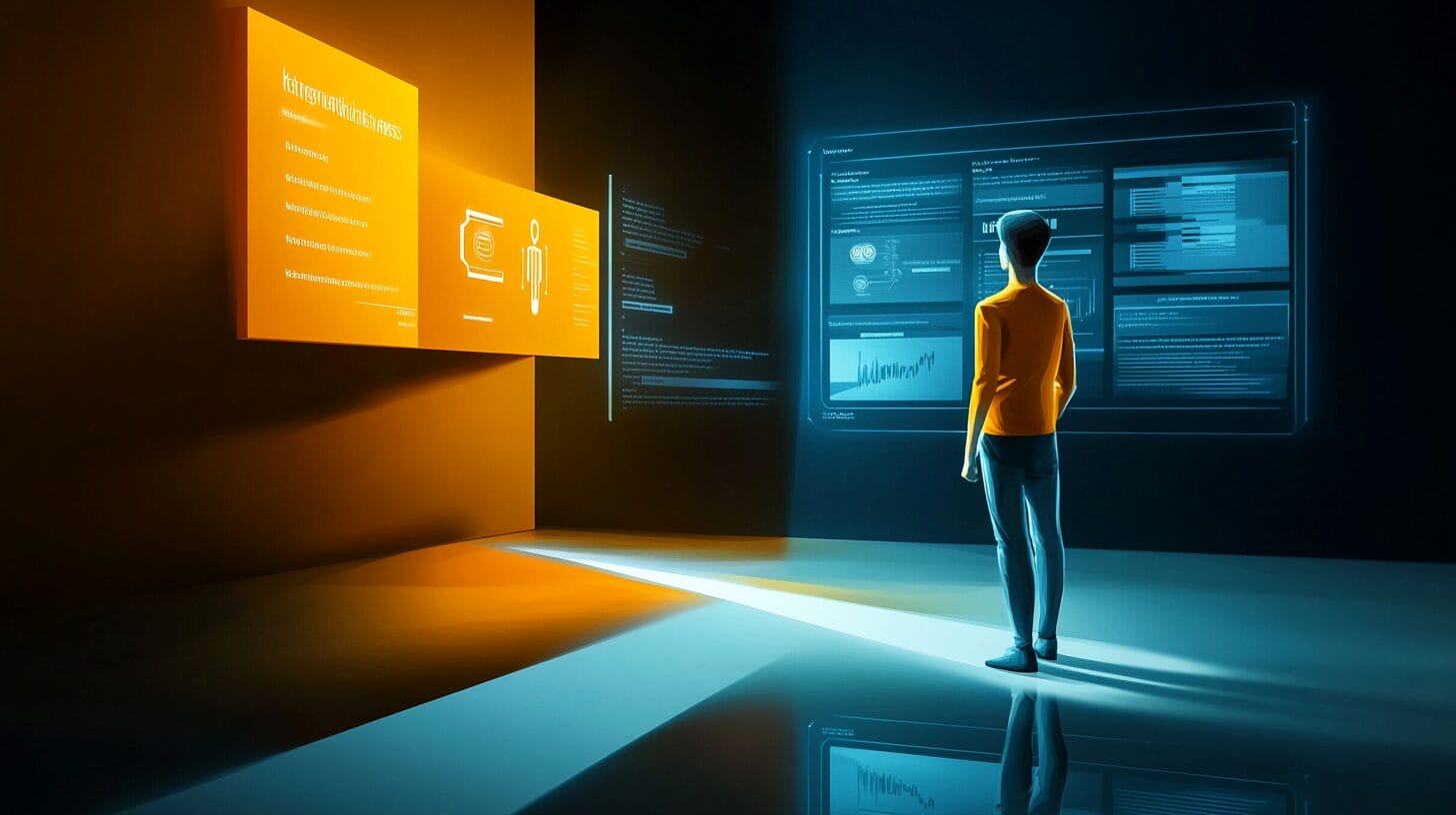 Two CRM paths: a simple small business route on the left contrasts with a complex enterprise route on the right, representing the choice between CRM tiers