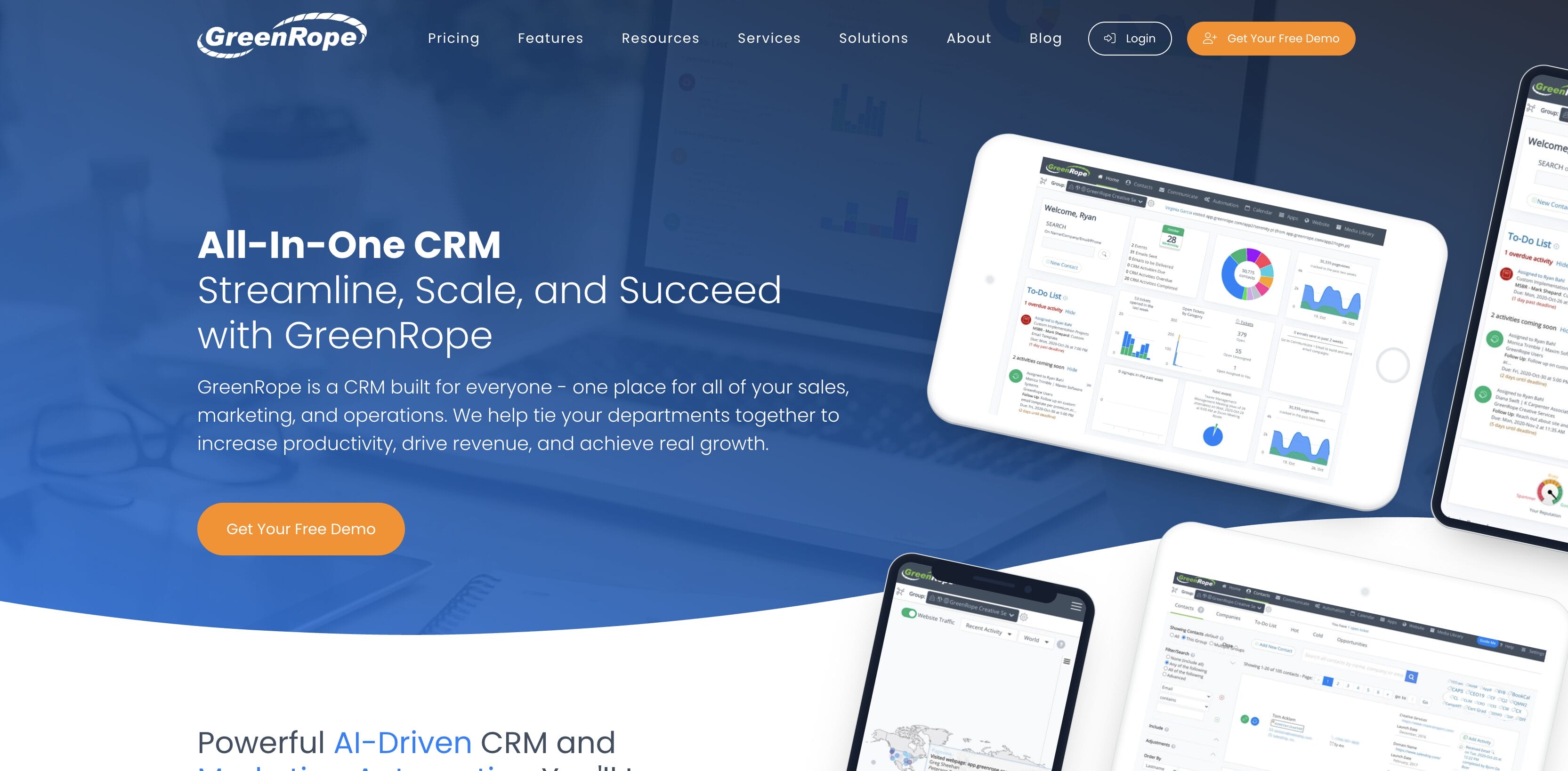 a dashboard for a company called green rope