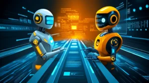 Conceptual illustration showing the difference between reactive chatbot workflows and proactive AI agent automation