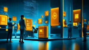 Abstract illustration of interconnected data nodes representing how CRM systems unify scattered customer information into one connected platform