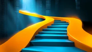 Abstract illustration representing a learning curve and CRM adoption progress