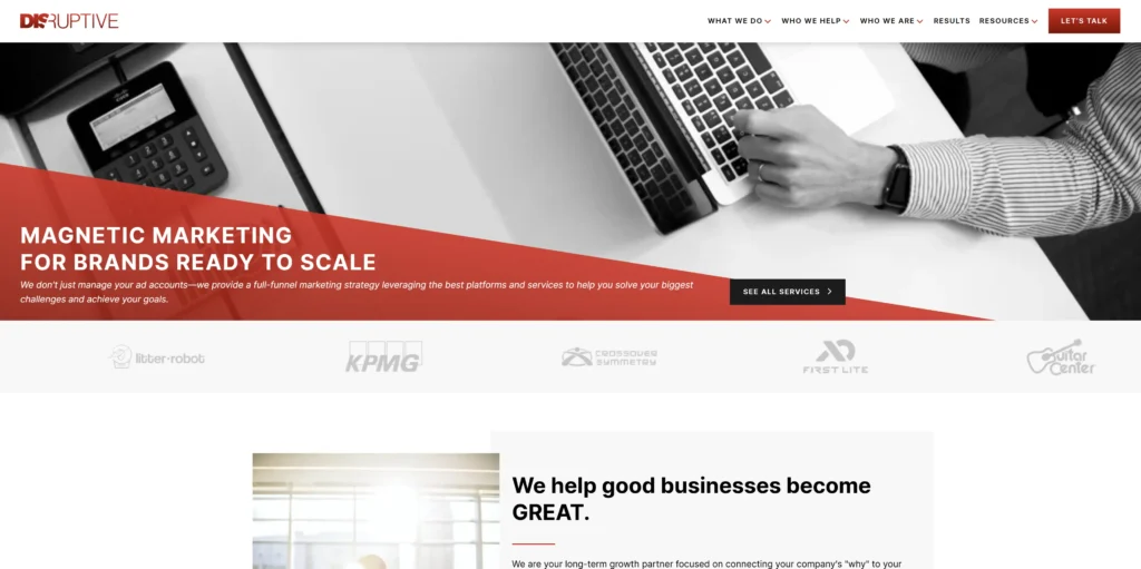 Disruptive Advertising Homepage for the Best ChatGPT Advertising Agencies