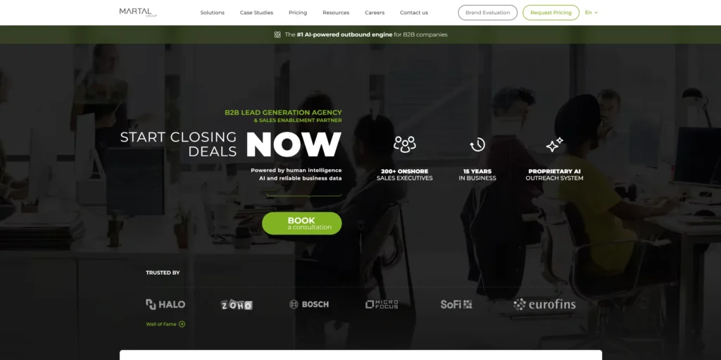 Martal Group Homepage for the best B2B revenue marketing agencies