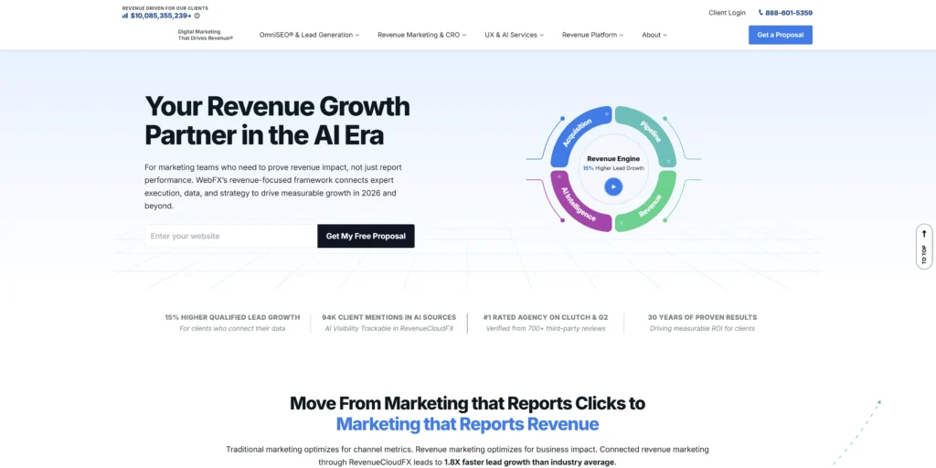WebFX Homepage Screenshot for the Best Large SEO Companies