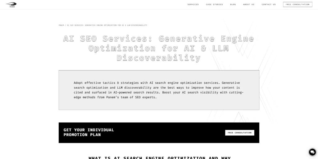Panem Agency homepage for the best AI SEO companies