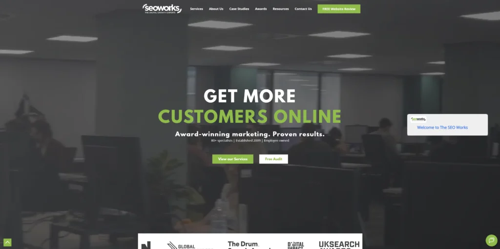 The SEO Works homepage for the best AI SEO companies