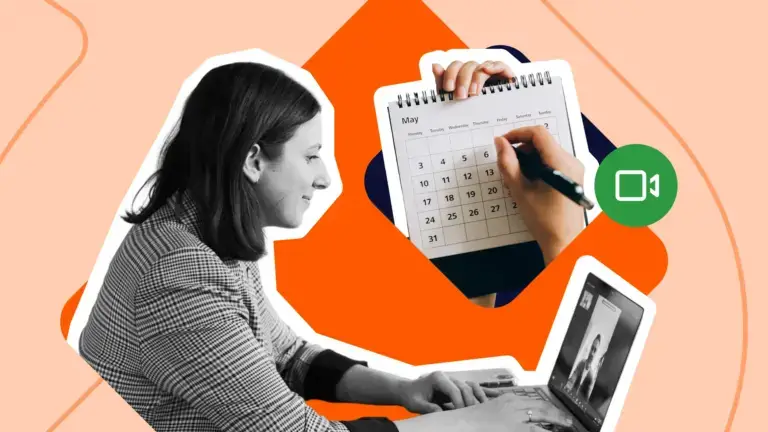 Professional joining a video meeting with a colleague visible on a laptop screen