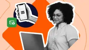 Sales professional reviewing personalized email drafts on a laptop